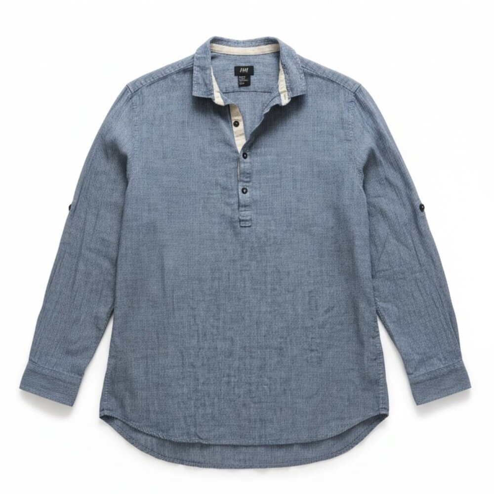 H&M blue striped long-sleeve shirt